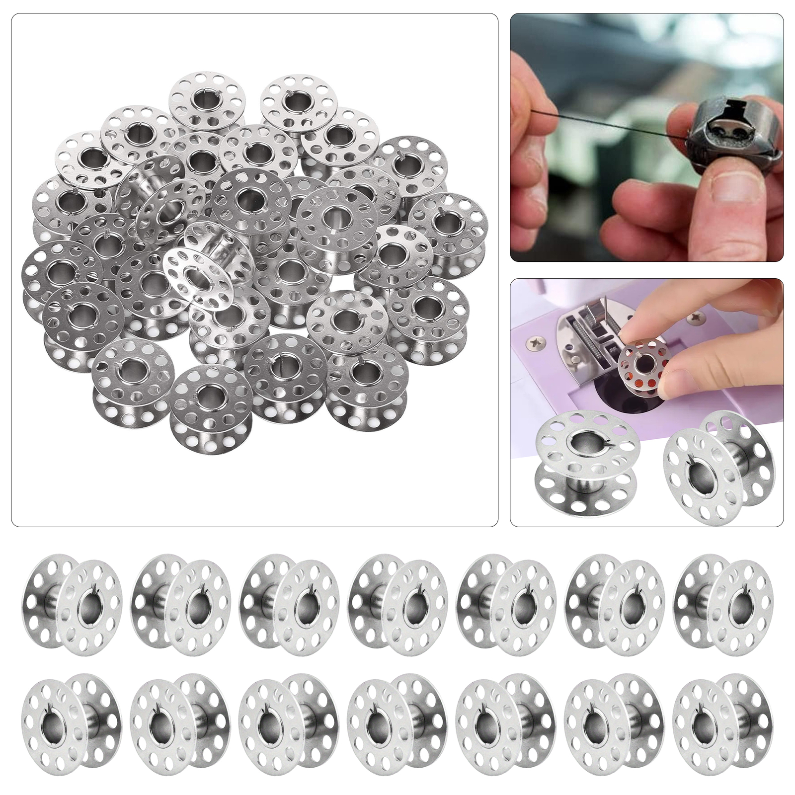 Metal Bobbins Sewing Machine Stainless Steel Spool Universal Fits Most Brands
