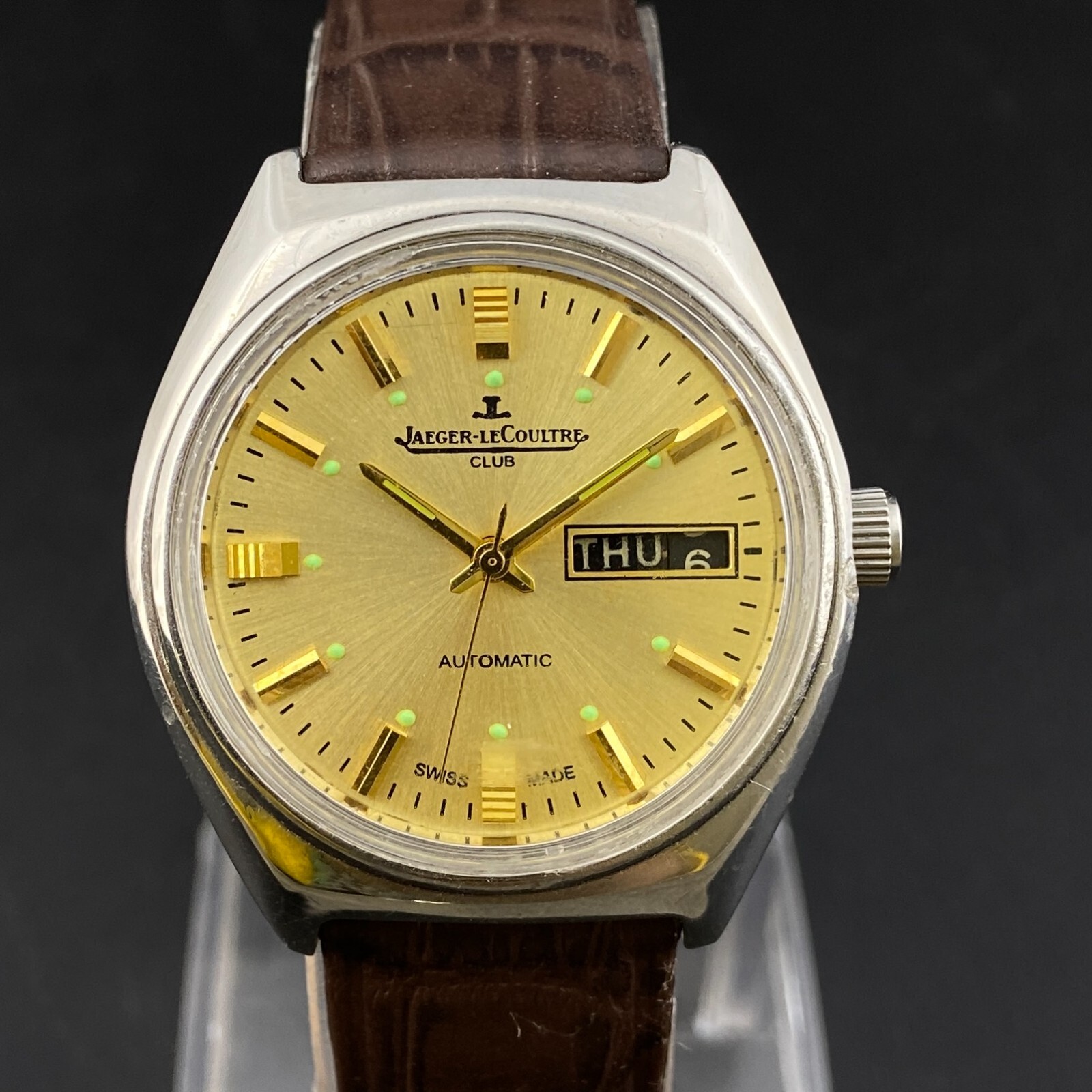 Vintage Jaeger Lecoultre Club Automatic Day Date Men's Wrist Watch
