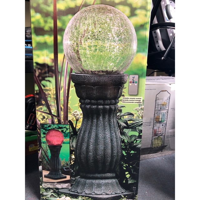 Solar power gazing garden ball on stand, garden ornament with remote