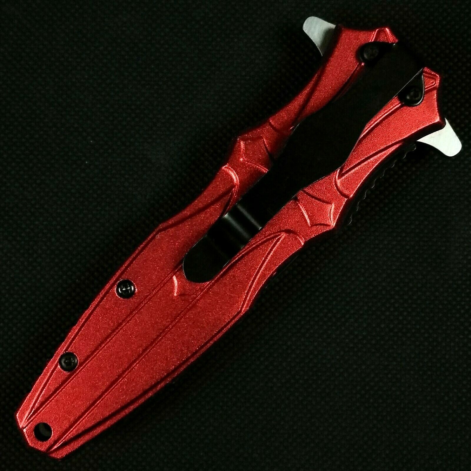 Falcon 8 1/2" Full Metal Cross Spring Assisted Open Folding Pocket Knife Red