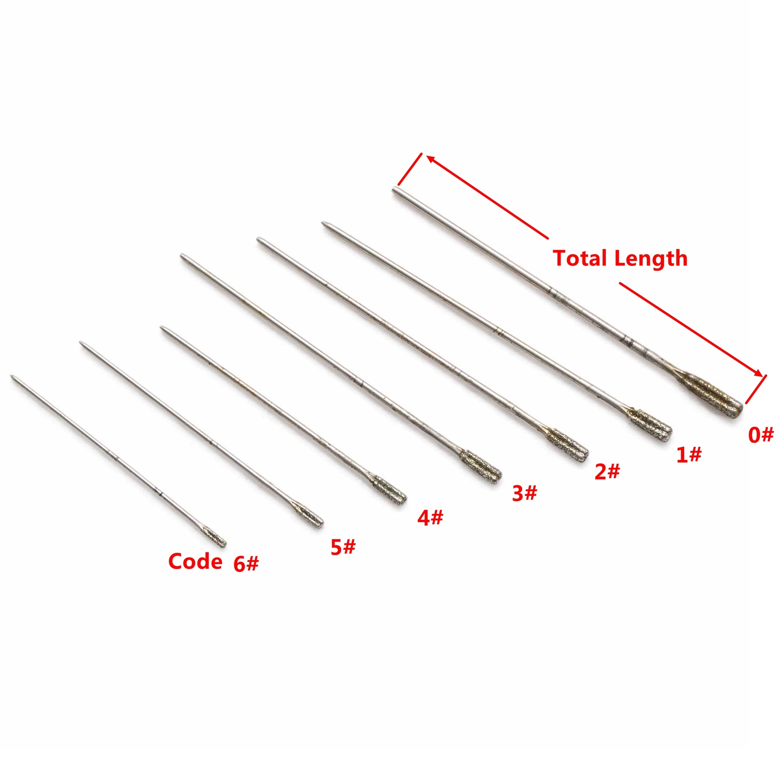 20Pcs 1-2.2mm Lapidary Diamond Drill Bits Carving Burrs Jewelry Tools for Stone