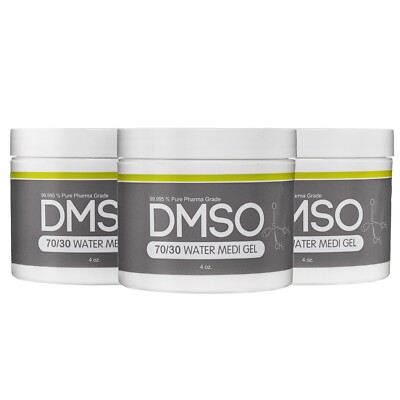 DMSO 70/30 Gel 4 oz. 3 pack Jar  w/ Distilled Water 99.995% Dimethyl Sulfoxide