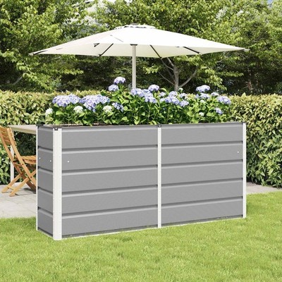 Planter Light Grey 160 x 40 x 75 cm Steel