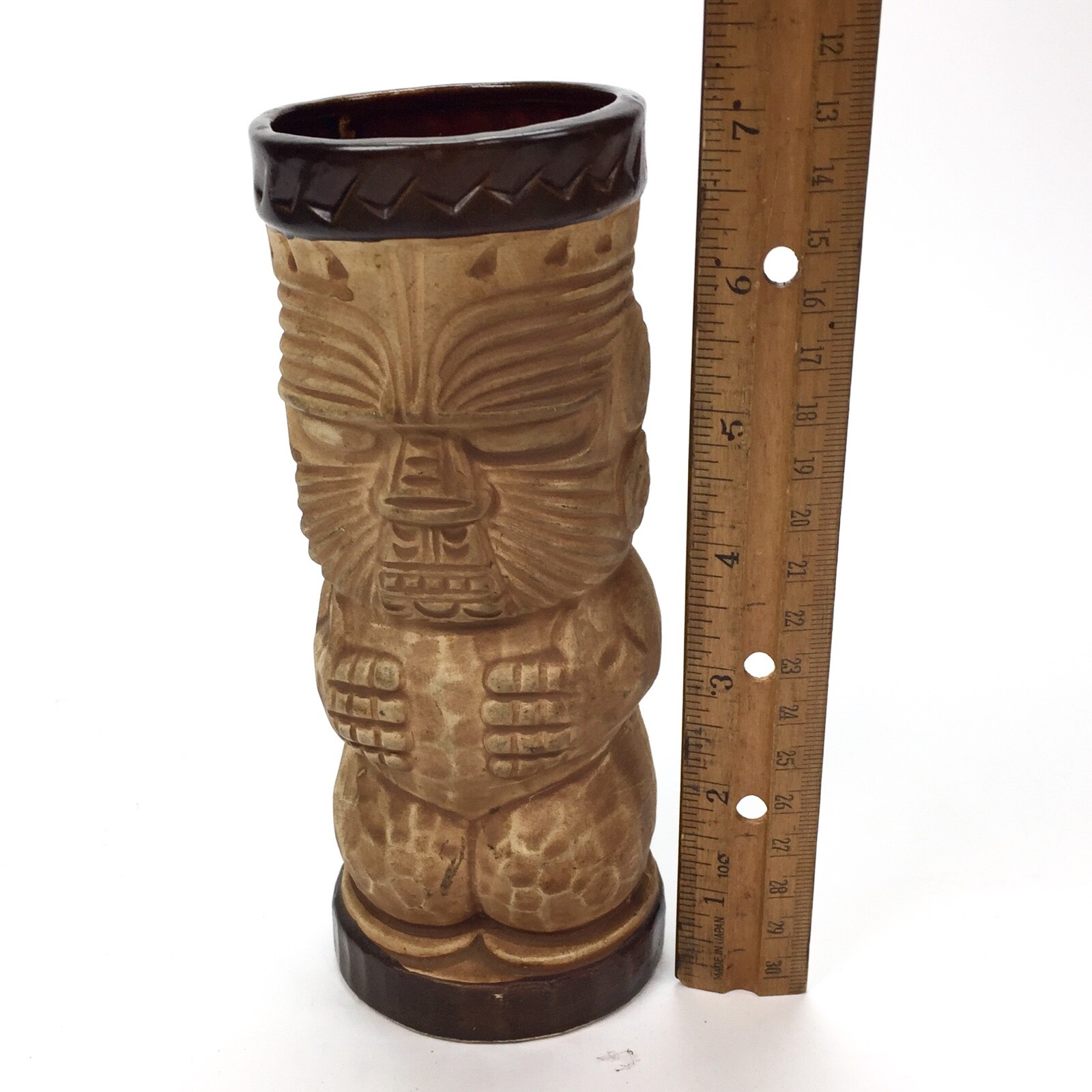 Tiki Cup, Hawaiian decor, decor artist brush pencil holder, Japan