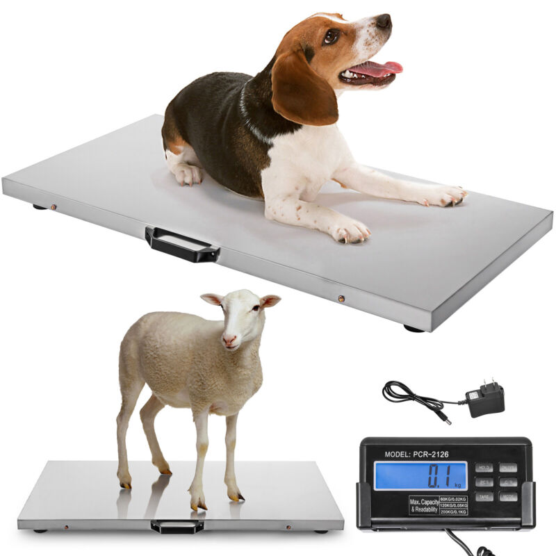 880 LBS Vet Livestock Pet Scale with Stainless Steel Platform for Dog Cat Sheep