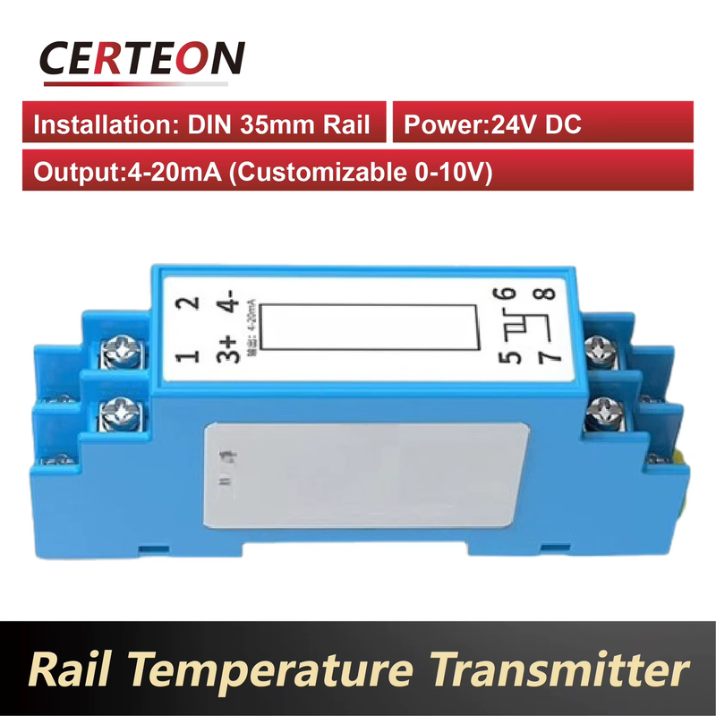 SBWZ-2280 DIN Rail PT100 Temperature Transmitter Module -50°C+500°C 4-20mA 0-10V