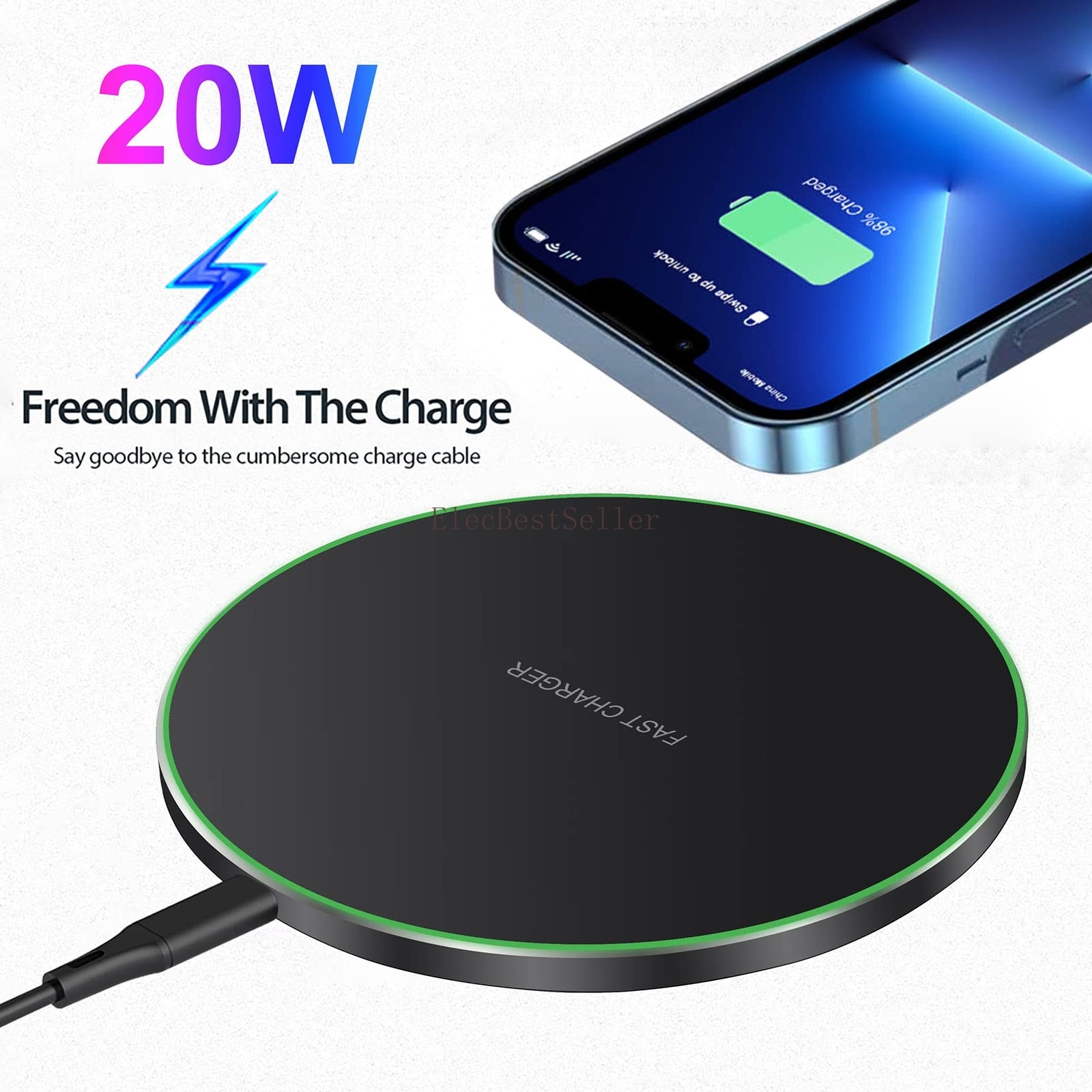 Universal Wireless Charger Pad 20W Max Fast Charge Dock For 