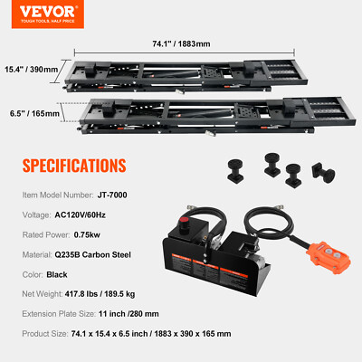 VEVOR Portable Car Lift 7000 LBS Automatic Car Lift System Jack for Home Garage