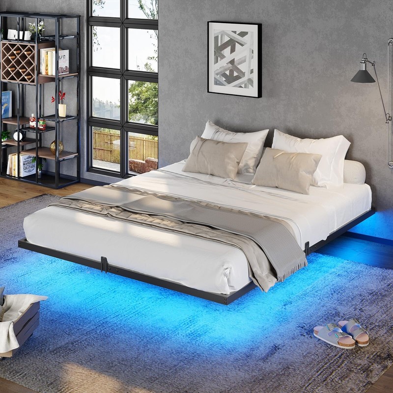 Floating Bed Frame Full Size with LED Lights