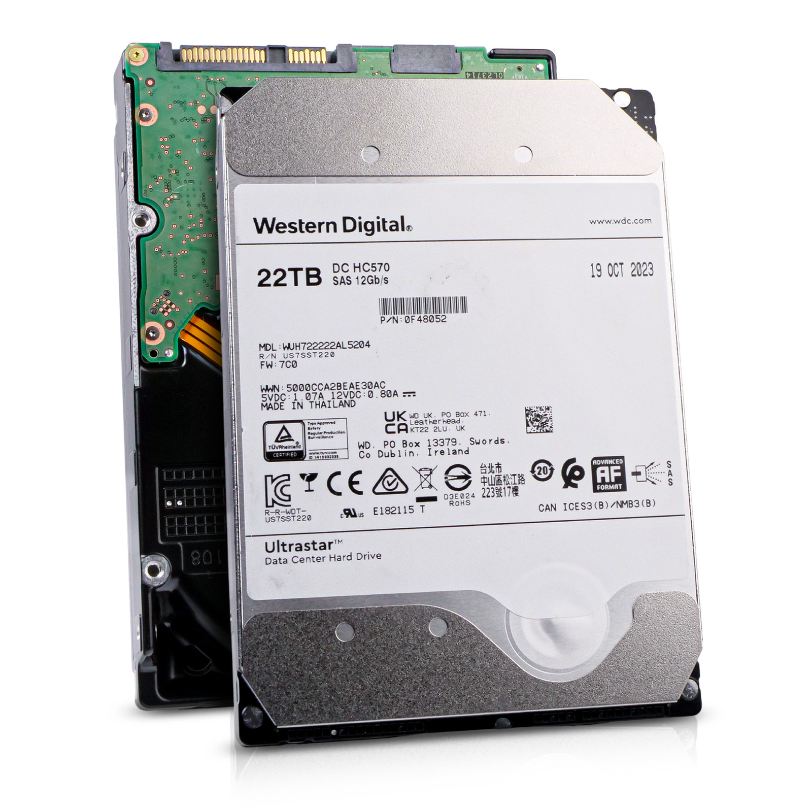 WD DC HC570 22TB WUH722222AL5204 0F48052 7.2K RPM SAS 12Gb/s 512e 3.5