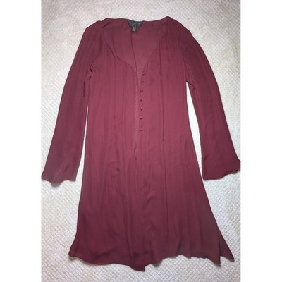 Donna Karan Silk 2 Piece Set Burgundy Wide Leg Pants Blouse Minimalist