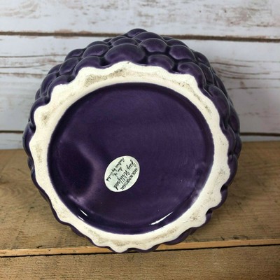 Ceramic Majolica Style Pitcher Grapes Jay Willifred Andrea by Sadek Purple Green