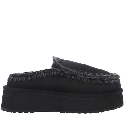 Pre-owned Mou A24us Women's Sabot Mu.fw681004a Clog Eskimo Platform Bkbk In Black