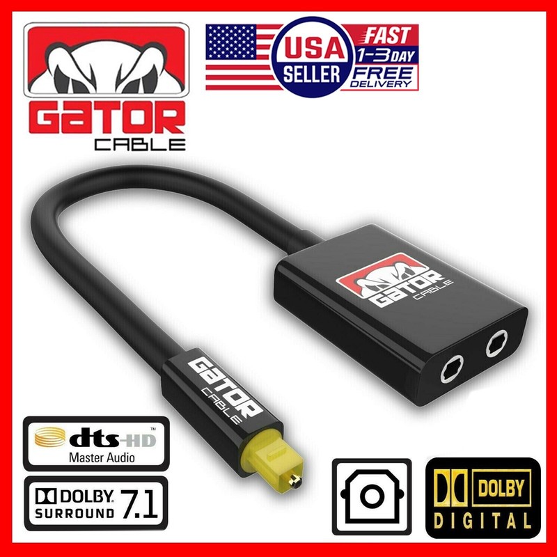 Dual Port Toslink Digital Fiber Optical Adapter Splitter Audio Cable