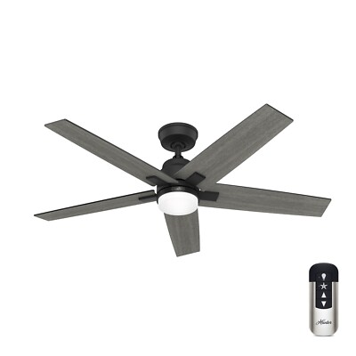 Hunter Fan 52 inch Casual Matte Black Ceiling Fan with LED Light Kit and Remote