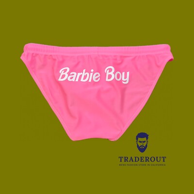 H.E.Arts BARBIE BOY custom print Mens Pink swim brief swimwear size S M L