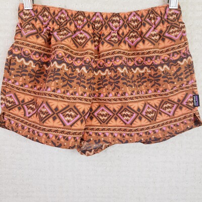 Women's Patagonia Barely Baggies Shorts XXS Aztec Print Orange Brown Purple