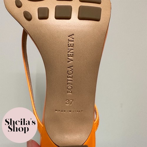 Pre-owned Bottega Veneta Stretch High-heel Ankle Strap Sandals Tangerine Size 37 In Orange