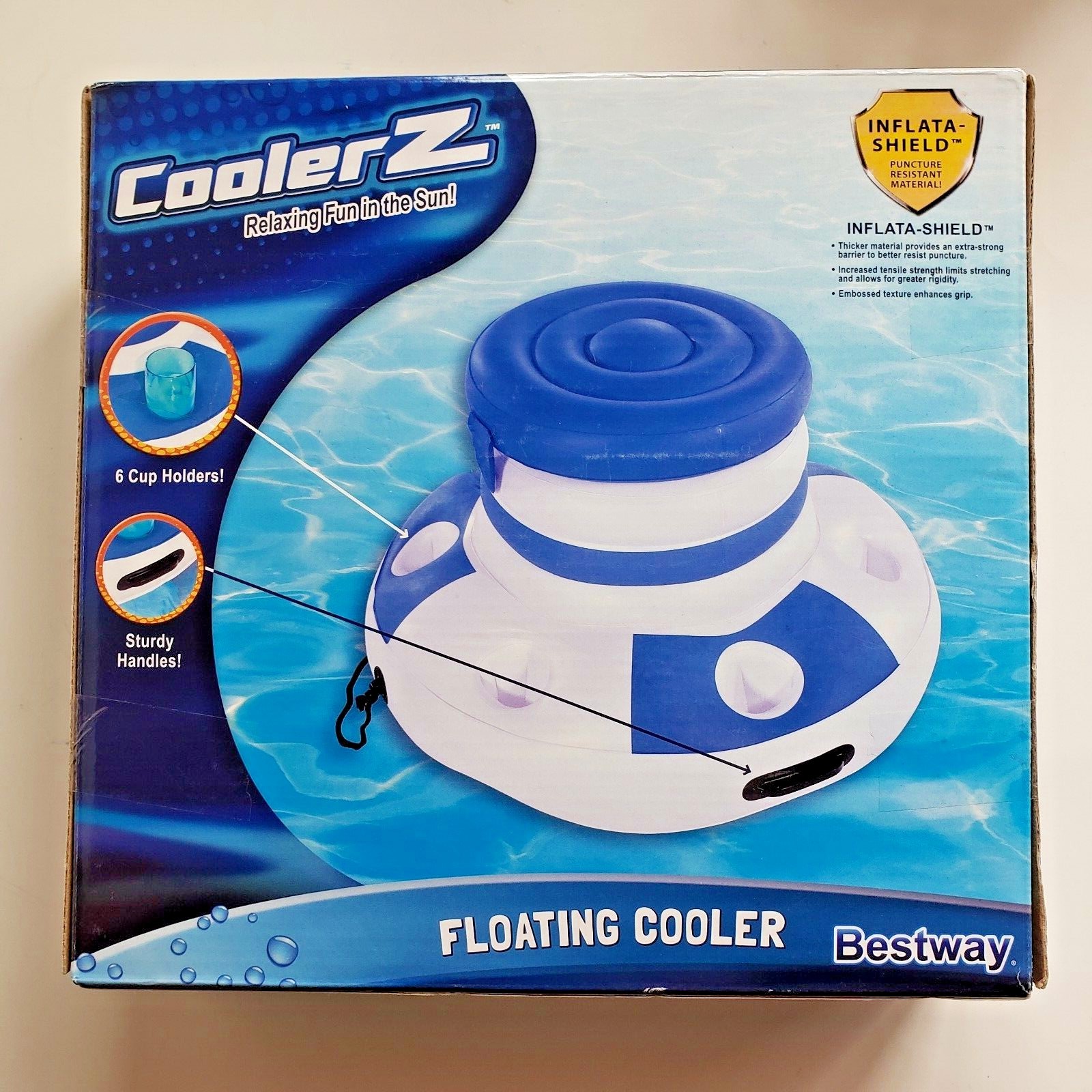 Floating Inflatable Beer Cooler 6 Drink Holders Pool Lake Beach River Party