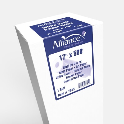 White Kraft Paper Roll for Arts and Crafts 17  x 500  Ideal for Paints, Wall Art