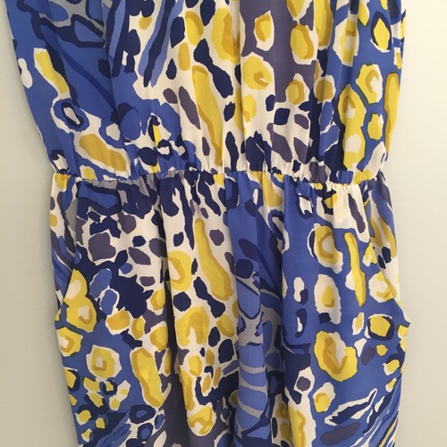 Mossique Womens Size M Medium Yellow Blue Silk Romper