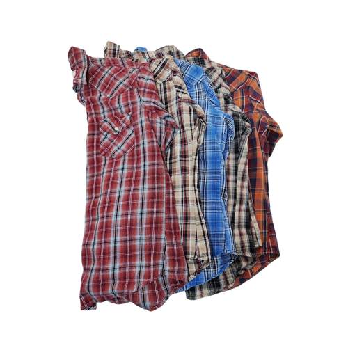 Mens M Cotton Flannel Plaid Lot Of 5