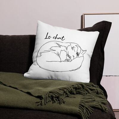 Sleepy Cat Premium Pillow (White)