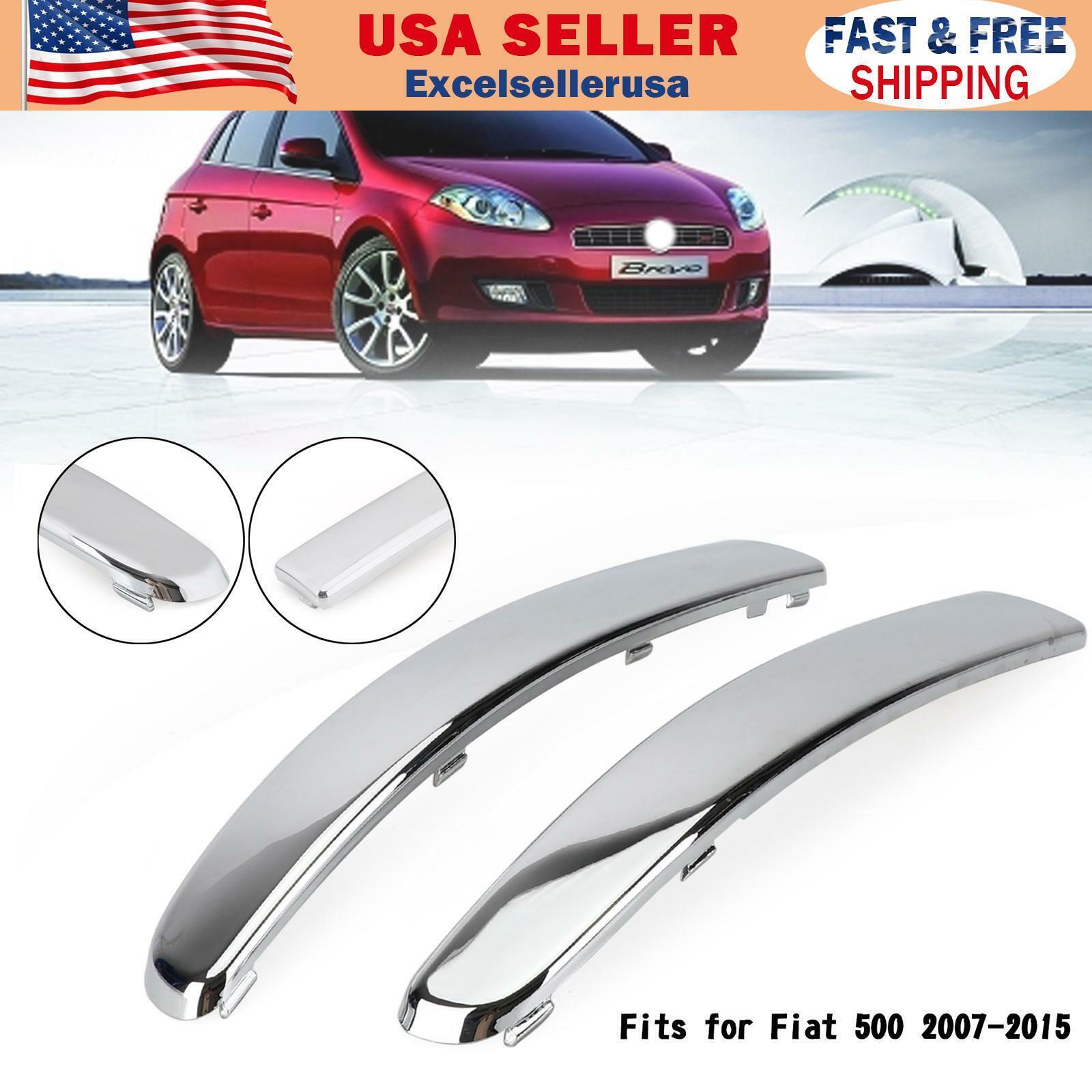 Pair Chrome Front Bumper Lower Moulding Trim Fit For Fiat 500 20072015