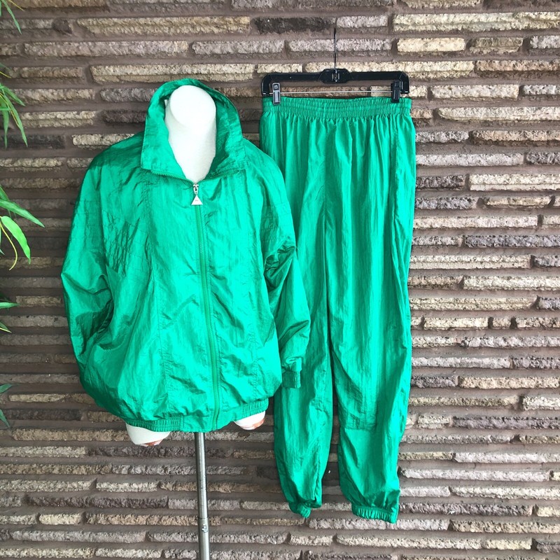 Vintage 90s Casual Isle Bright Green Track Suit  Large