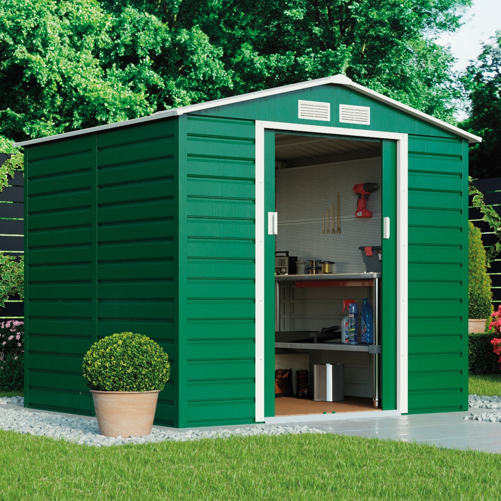 Metal Shed Apex Roof 7x6.3 Foundation Kit Garden Premium 