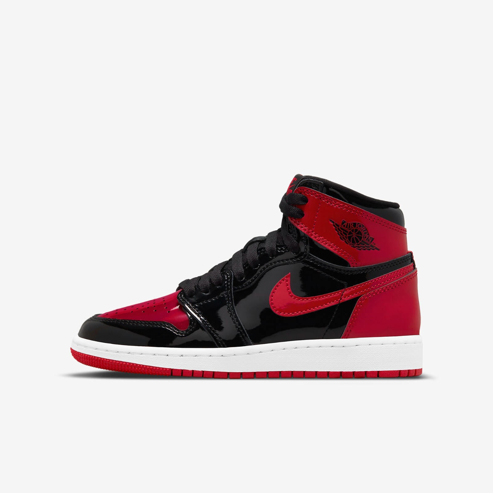 

Кроссовки Nike Air Jordan 1 Retro High OG Patent Bred GS 575441-063, Black/varsity red-white, Air Jordan 1