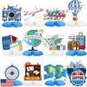 12PCS Travel Themed Party Decorations Travel Honeycomb Centerpieces Bon Voyage Party Decor Adventure Awaits Table Toppers for Baby Shower Retirement Birthday Party