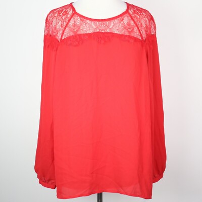 NWT Apt. 9 Womens XL Lace Neck Blouse Top