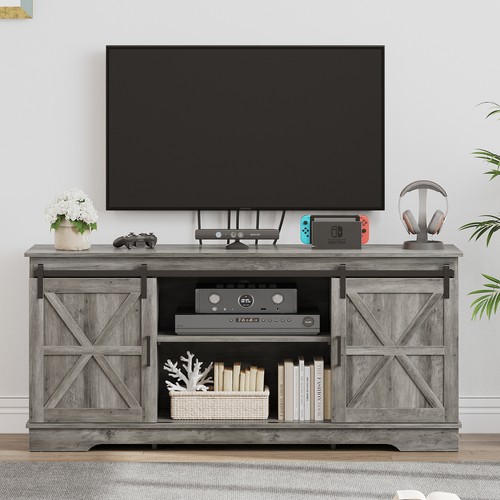 For 65" Tv Entertainment Center Media Console W/ Sliding Doo
