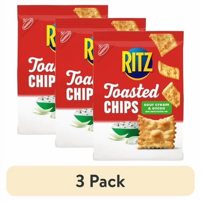 (3 Pack)  Toasted Chips Sour Cream and Onion Crackers, Party Snacks, School