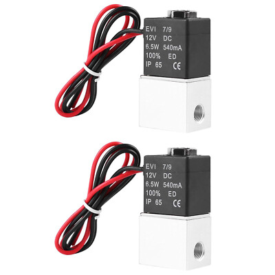 2Pcs 1/4'' Inch Electric Air Water Solenoid Valve Accessory DC12V Normally Closed