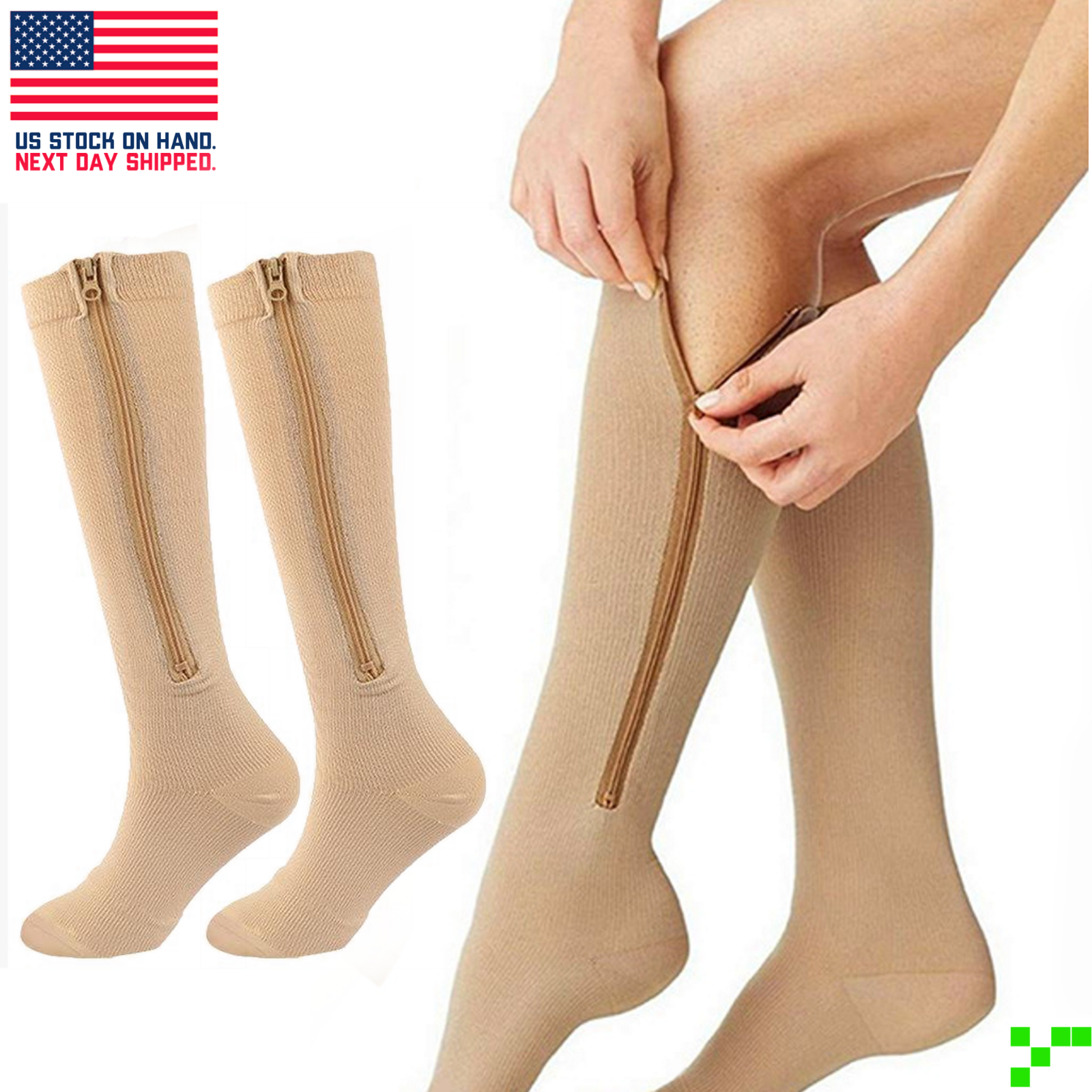 20-30 Mmhg Grade Knee-high Unisex Leg Support Nude