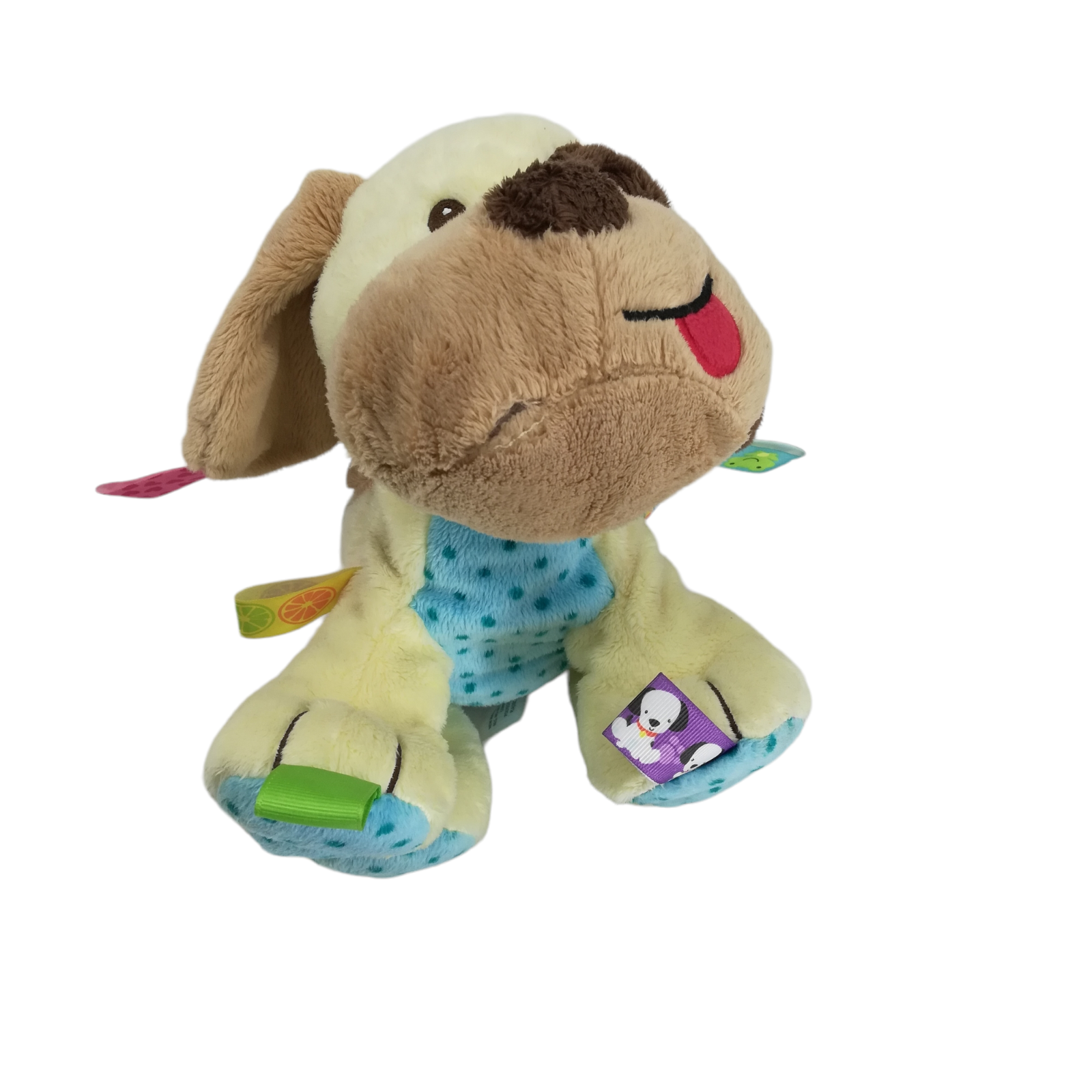 Taggies Puppy Dog Plush Lovey Lovie Super Soft Stuffed Animal Rattle Tan Brown