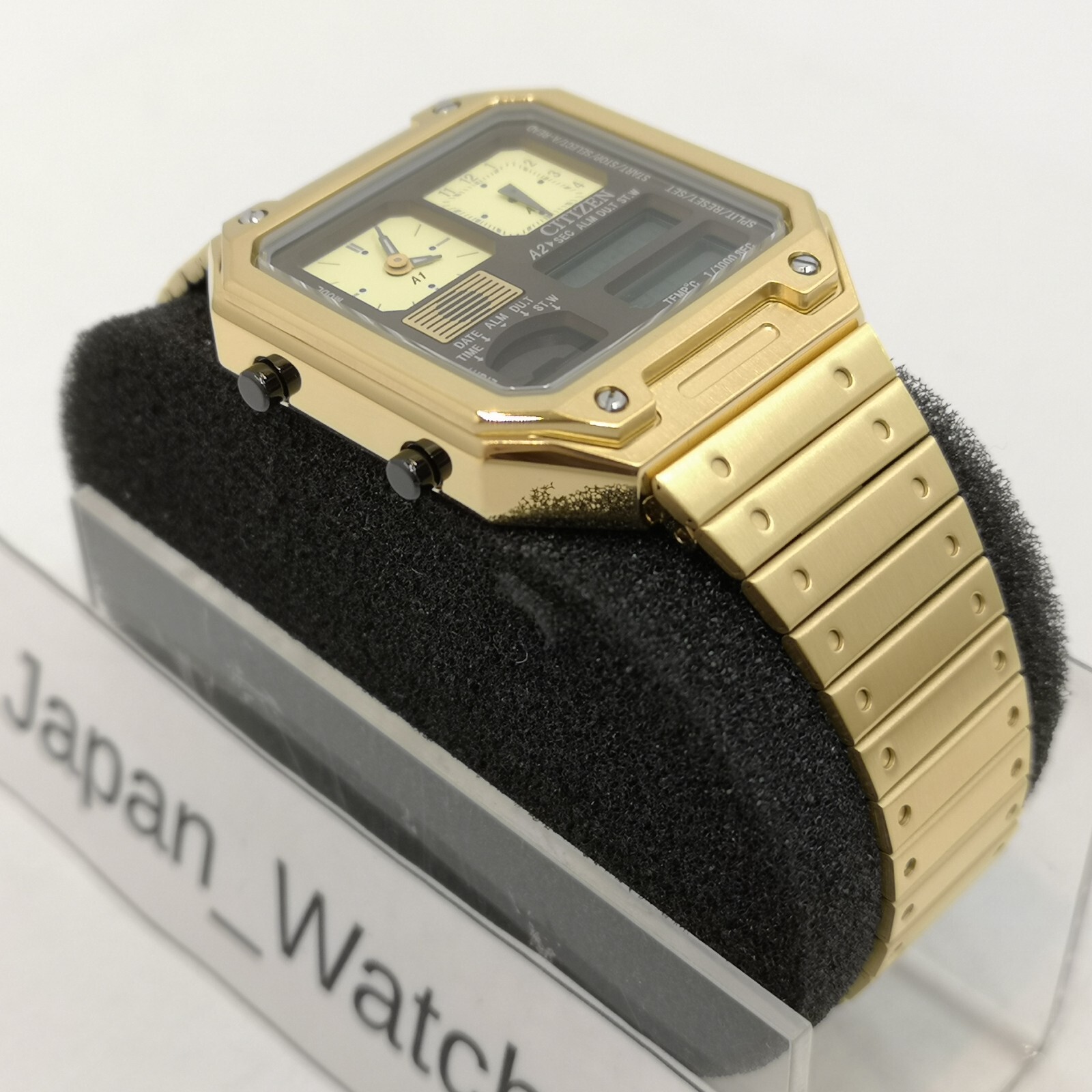 Pre-owned Citizen Record Label Jg2122-60w Gold Chronograph Men's Watch In Box