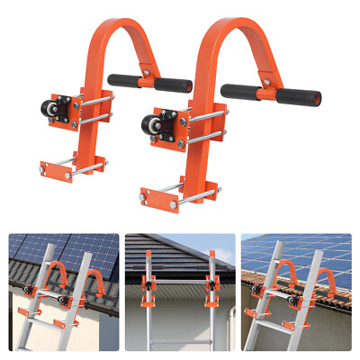 2PCS Roof Ridge Ladder Hook Roof Ladder Hooks Ladder Stabilizer Holder w/Wheel