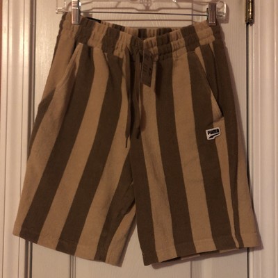*NEW* Puma Downtown Stripe Towel Shorts (SIZE XS) Brown/Tan