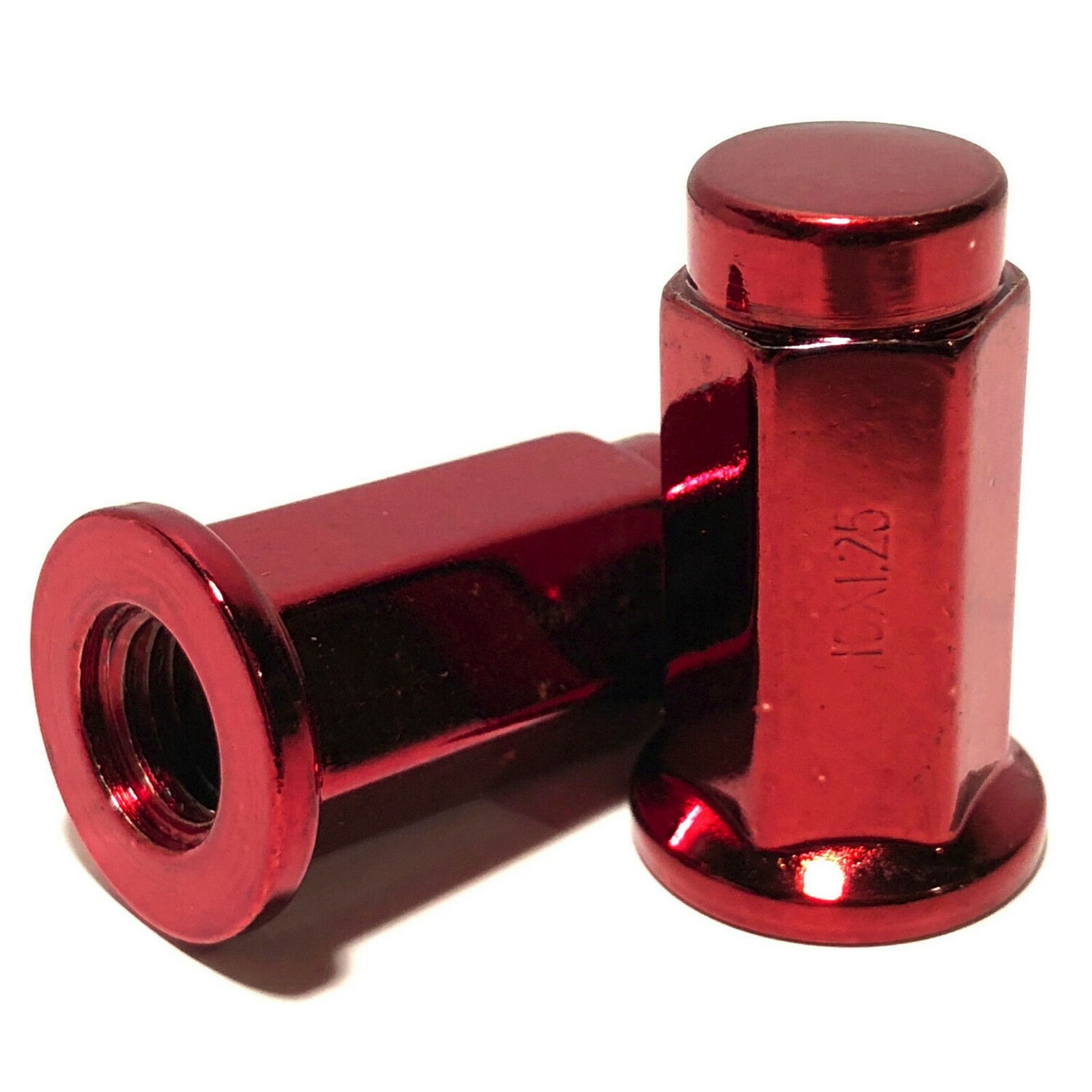16 Red 10X1.25 Flat Base Lug Nuts ATV UTV 14mm Hex Honda Yamaha Suzuki
