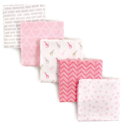 Luvable Friends Baby Girl Cotton Flannel Receiving Blankets,