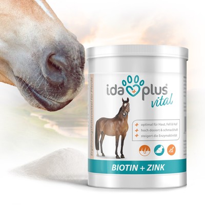 Ida Plus – Biotin + Zink (750 g) – Mineral-Futter für Pferde – Haut, Hufe & Fell