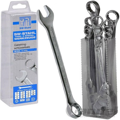 SW-STAHL MAUL-RING-SCHRAUBEN-SCHLÜSSEL-SATZ 15-teilig SW 6-22mm 15° abgewinkelt