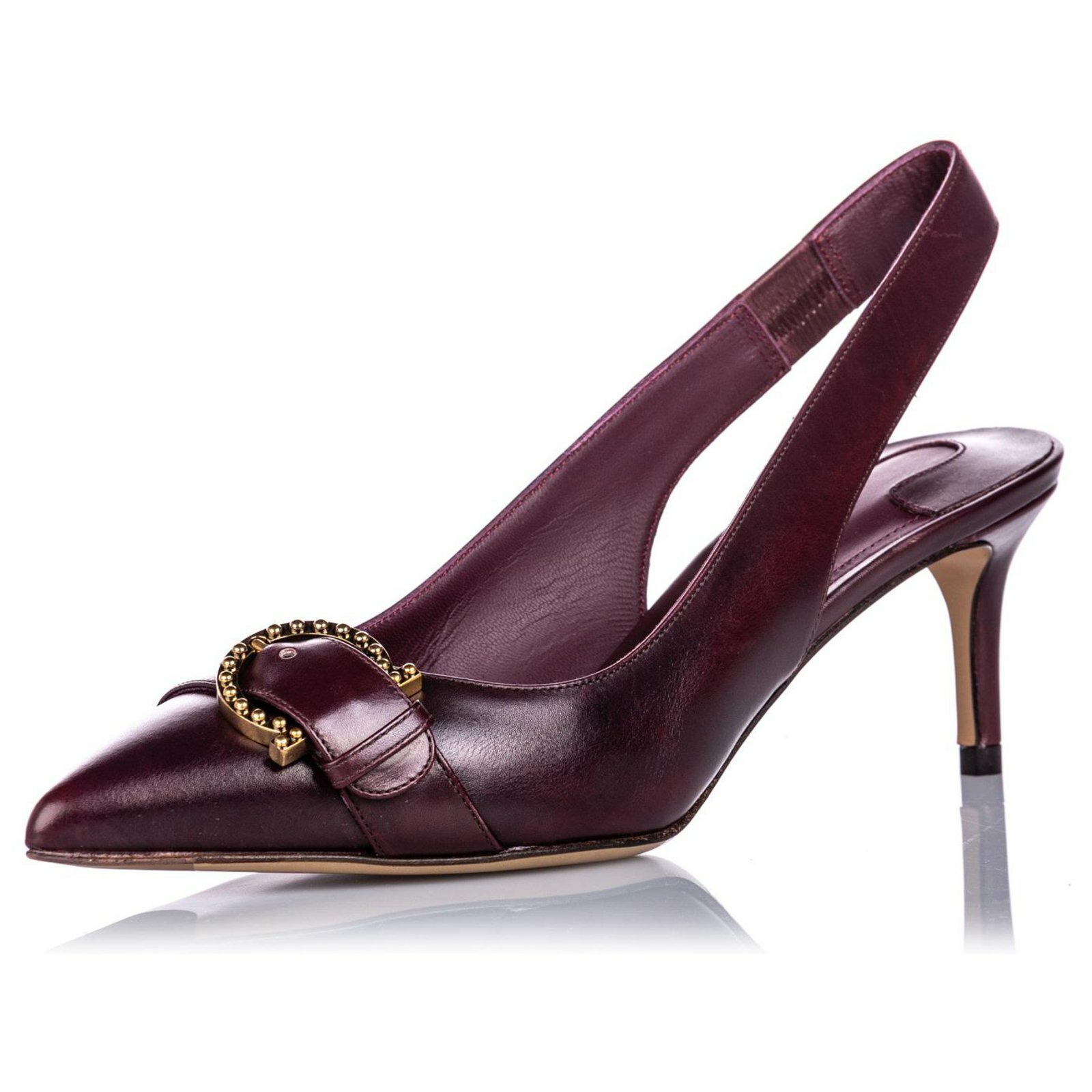 Pre-owned Ferragamo Salvatore  Women's Gerace Burgundy Leather Slingback Heel Pumps Size 6b In Red