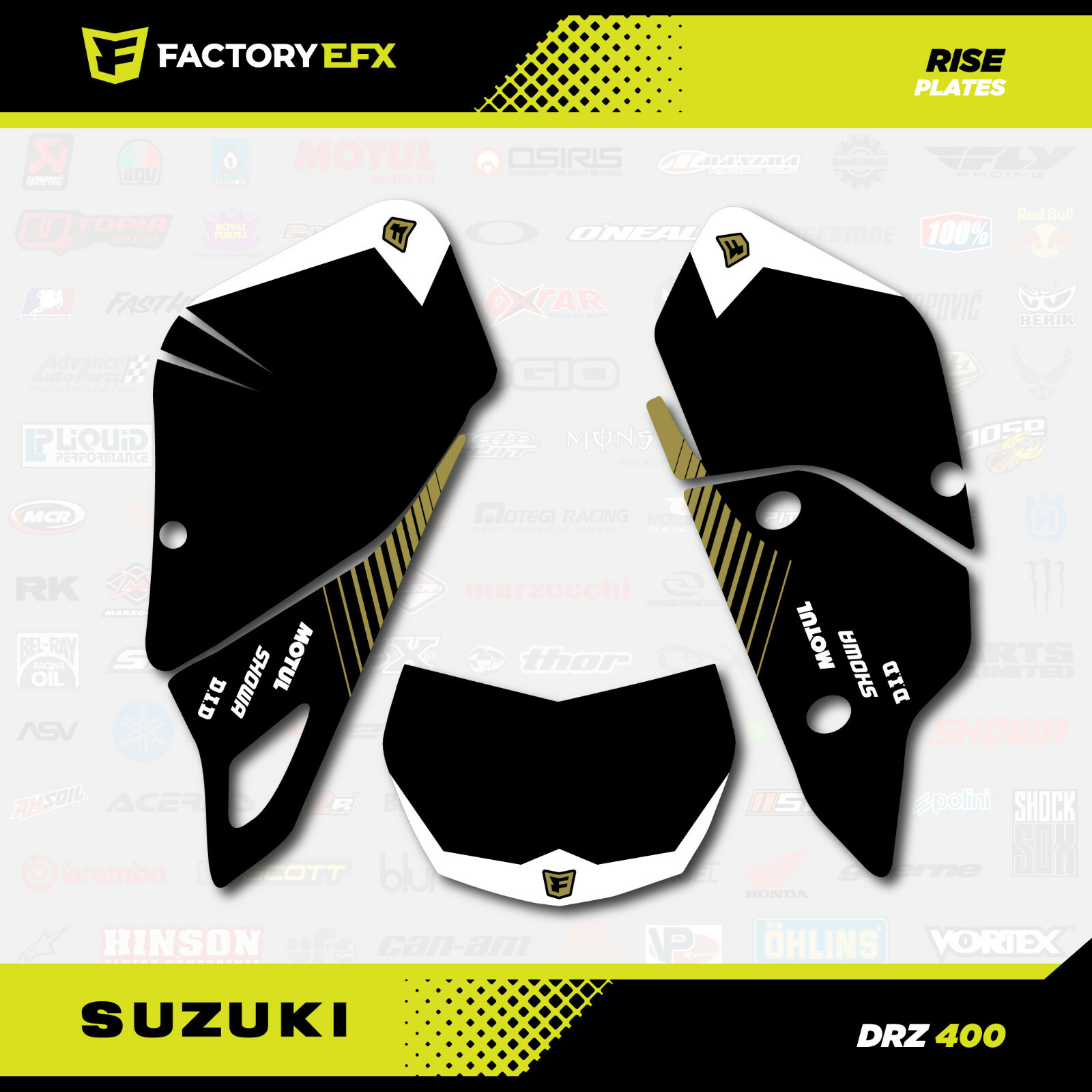 Bk Yellow Red Rise Racing Graphics Kit Fits Suzuki Drz400 Drz 400