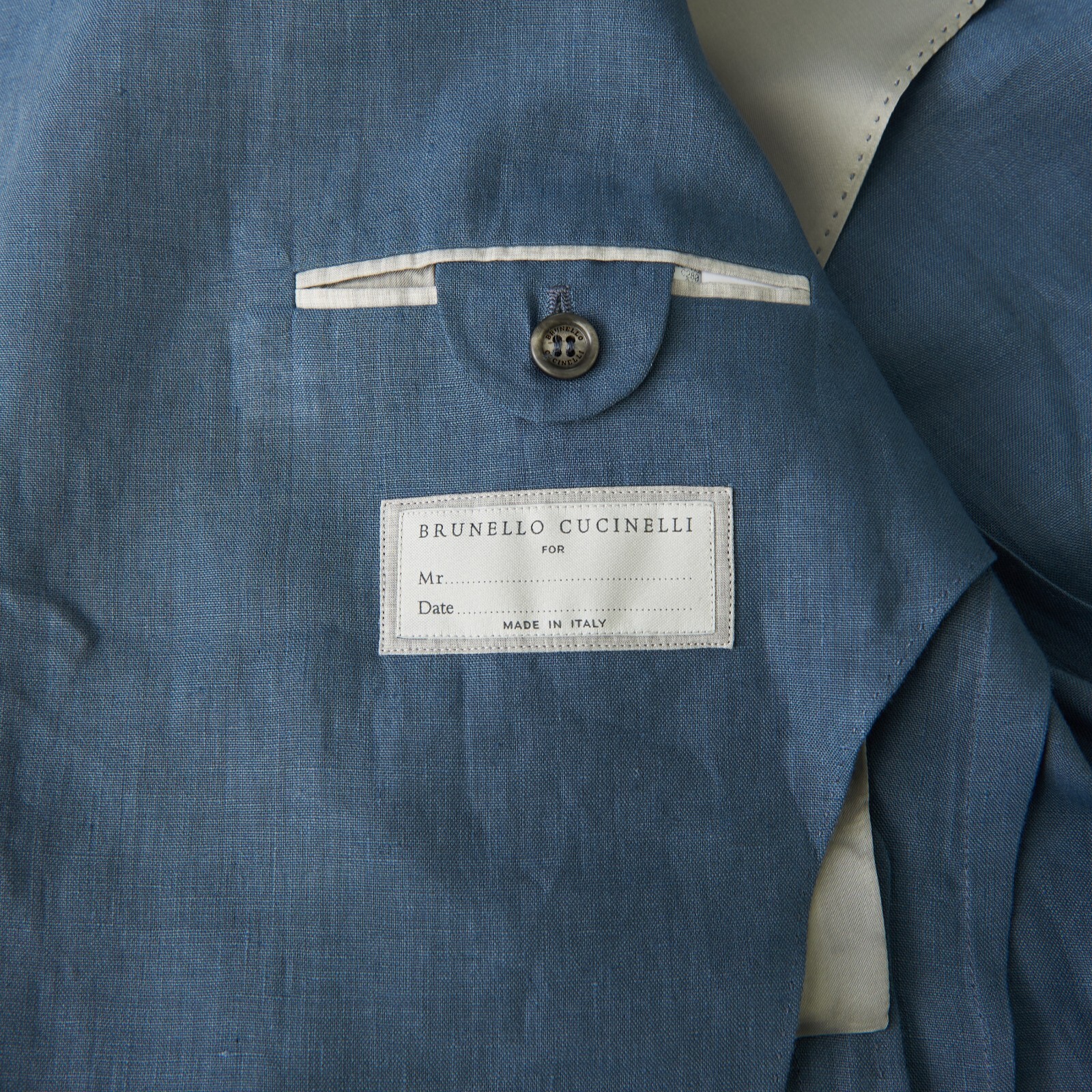 Pre-owned Brunello Cucinelli 3895$ Deconstructed Blazer Jacket Patch Pockets Indigo Linen In Blue