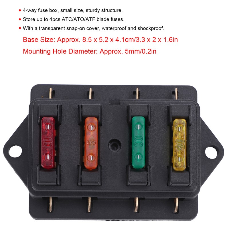 4 Way Blade Holder Box Waterproof With 4pcs For 12v-24v Auto Marine