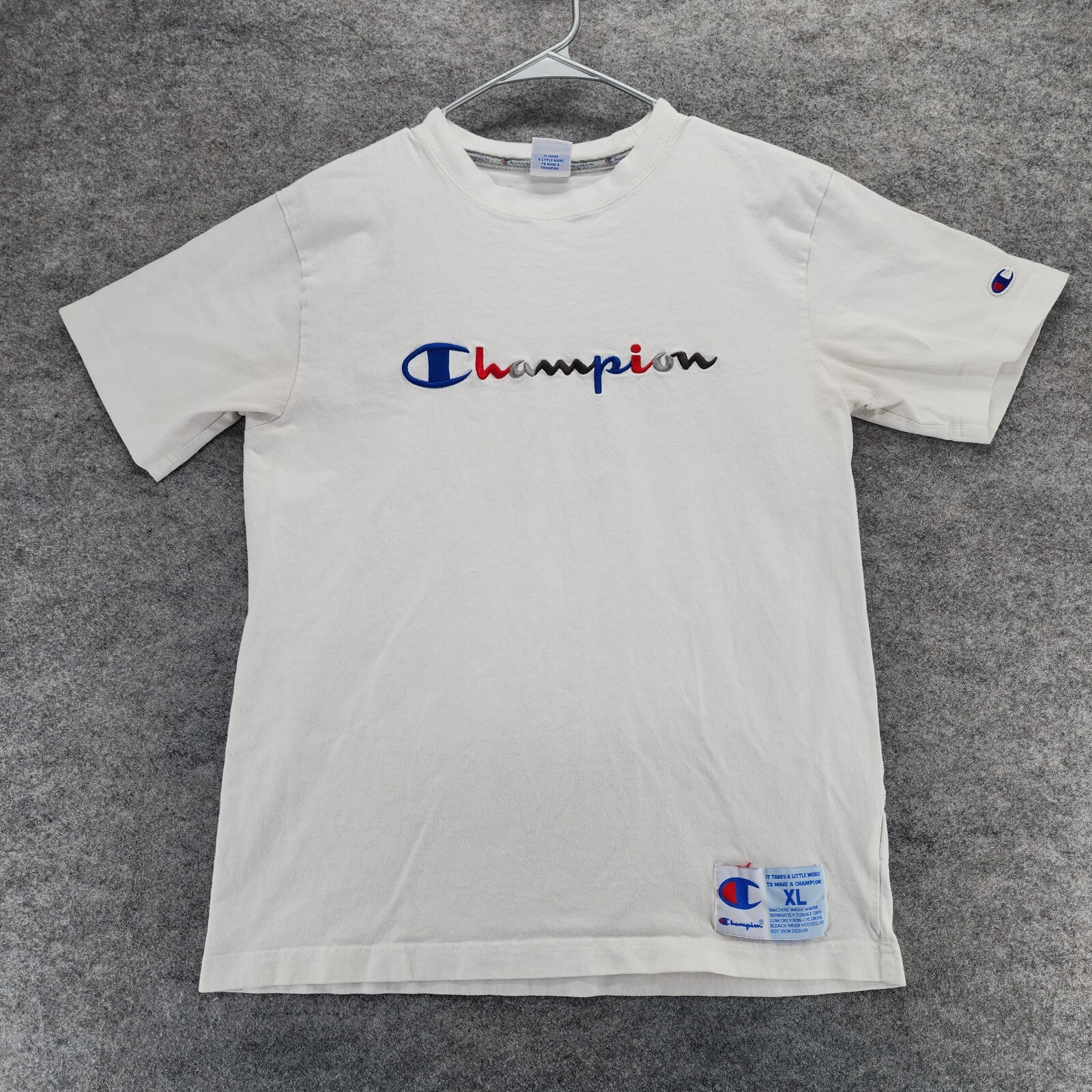 Vintage Champion Shirt Mens Extra Large Short Sleeve White